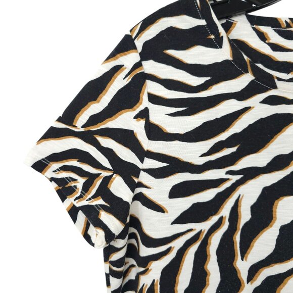 Chicos Zenergy T Shirt Womens 1 US 8/10 Tiger Animal Print Side Slit Stretch - Picture 10 of 16